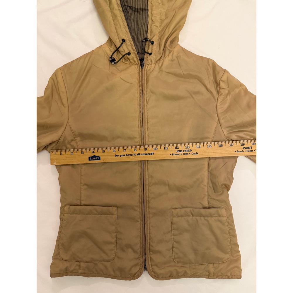 Trussardi T'Space Womens Tan Hooded Zip Up Lightweight Jacket Size ITALIAN 42 S - Picture 8 of 9